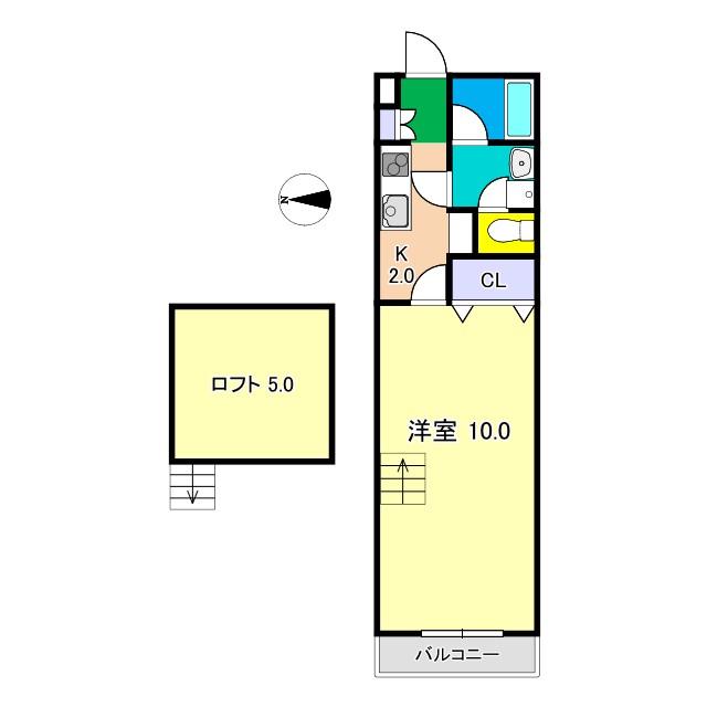 カーサ南万々(1K/2階)の間取り写真