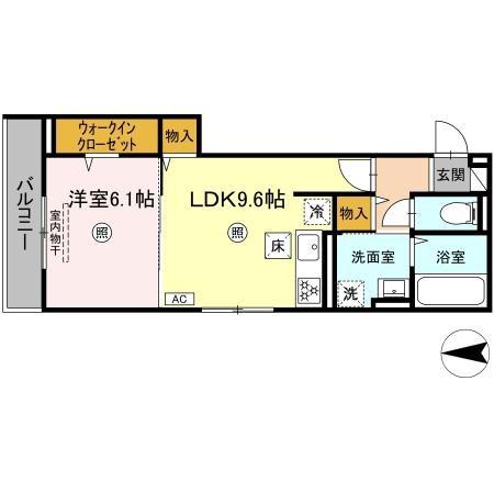 タウン清心(1LDK/1階)の間取り写真