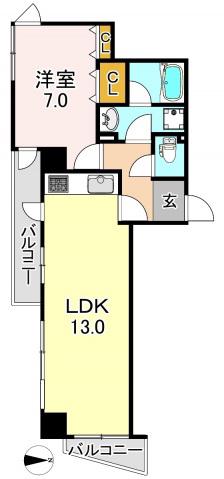 アイキューブ平野(1LDK/7階)の間取り写真