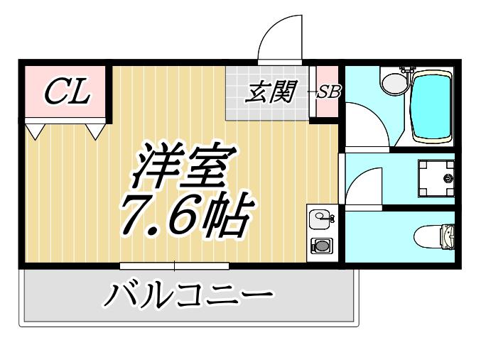 シャトーメイジ(ワンルーム/4階)の間取り写真