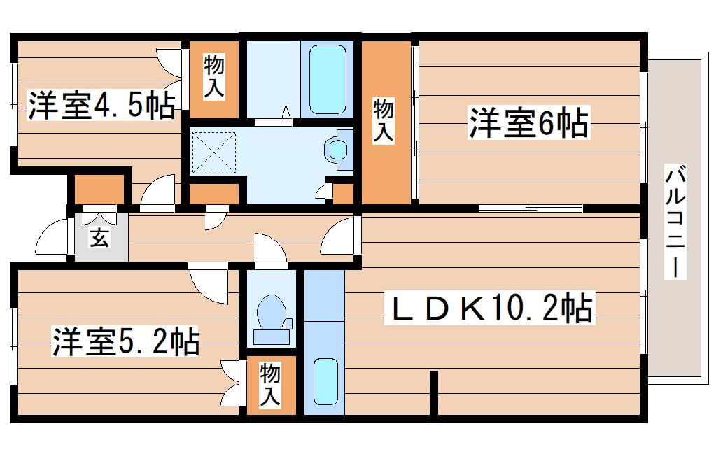 グランドール泉中央II(3LDK/1階)の間取り写真