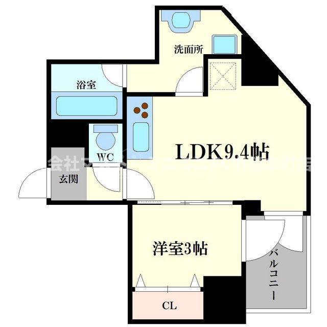 エムヒルズ南森町(1LDK/5階)の間取り写真