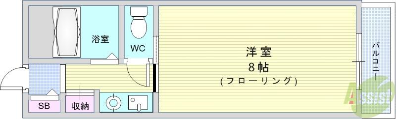 コウヨウ井口堂(1K/2階)の間取り写真
