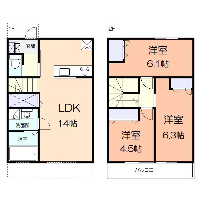 シャテロ(3LDK/1階)の間取り写真