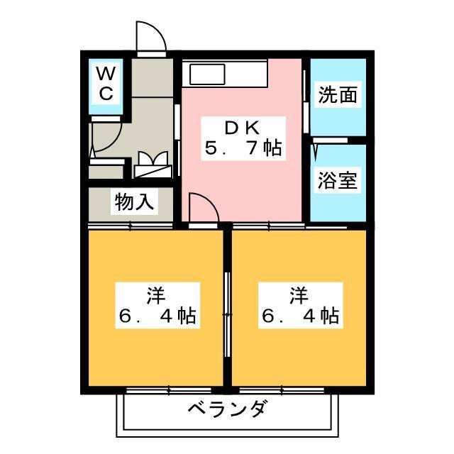 リヴァージュA(2K/2階)の間取り写真