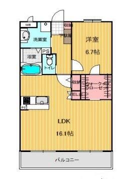 ルーチェ(1LDK/3階)の間取り写真