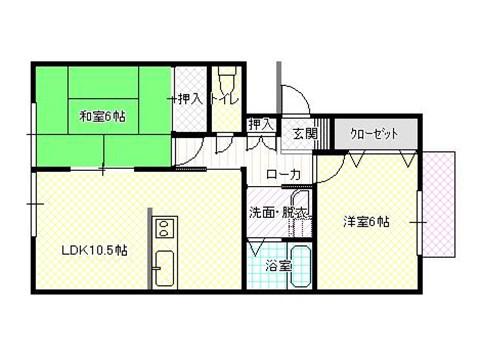 カームヒルズ(2LDK/1階)の間取り写真