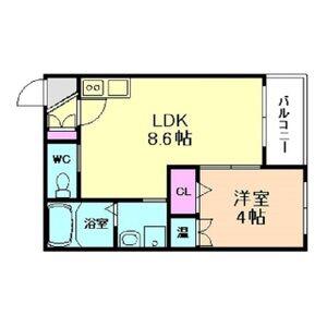 F ASECIA 千本北(1LDK/2階)の間取り写真