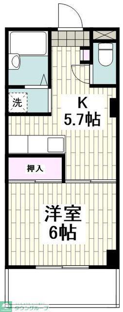 USKシャンブル(1DK/4階)の間取り写真