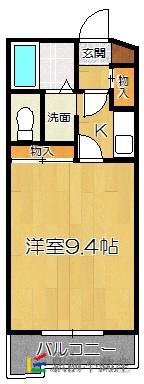 フラット21(1K/4階)の間取り写真