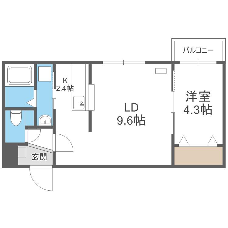 コスモス(1LDK/4階)の間取り写真