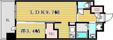 アルファシオベイス博多 305(1LDK/3階)の間取り写真