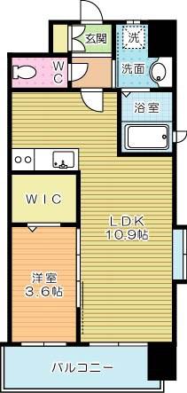 ギャラクシー西小倉(1LDK/10階)の間取り写真