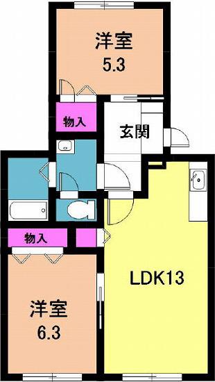 G・HガーデンハイムB(2LDK/1階)の間取り写真