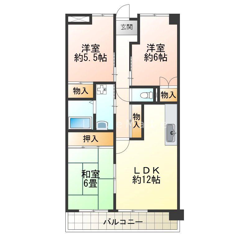 サングリーンハイツ(3LDK/2階)の間取り写真