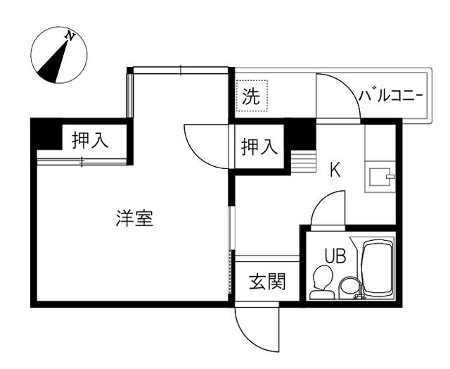 若ビル(1K/2階)の間取り写真