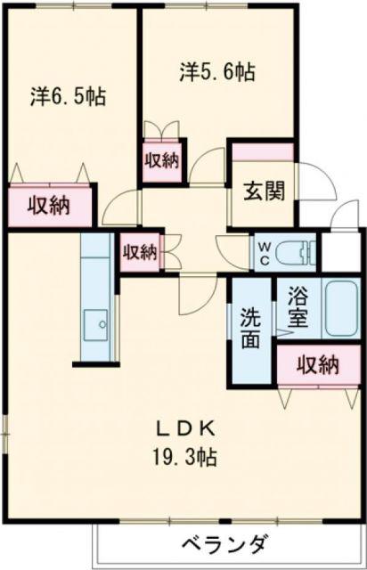 ピースフルメゾン S棟(2LDK/1階)の間取り写真