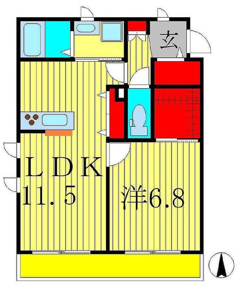 メゾン ド レーヴ(1LDK/1階)の間取り写真