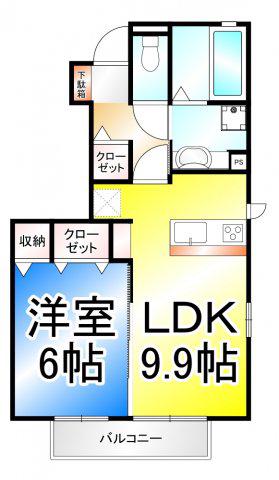 ヴェールK(1LDK/1階)の間取り写真