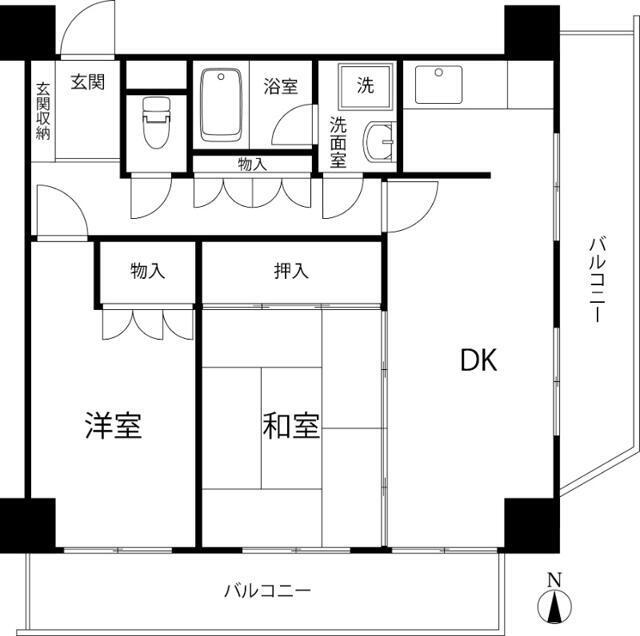 クレセントコート大森(2DK/6階)の間取り写真
