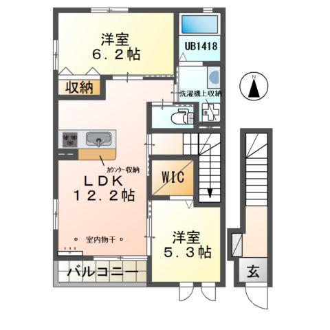 フォレストII(2LDK/2階)の間取り写真