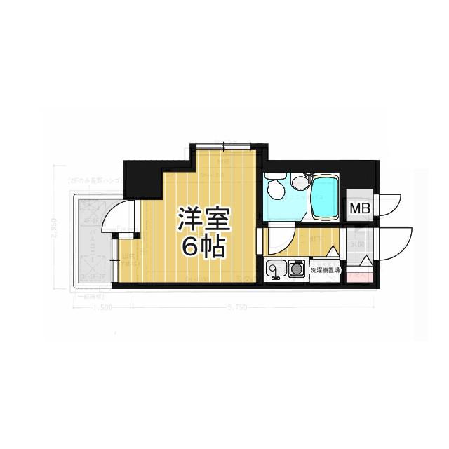 ライオンズマンション川口並木第2(1K/6階)の間取り写真