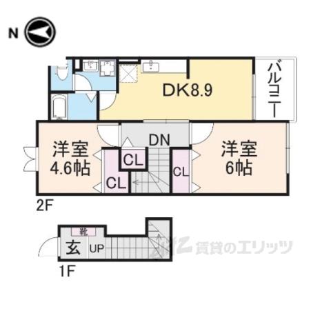 プラース2(2DK/2階)の間取り写真