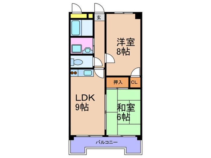 ハイツニチカン2(2LDK/8階)の間取り写真