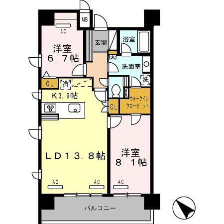 ロイヤルパークス豊洲(2LDK/2階)の間取り写真