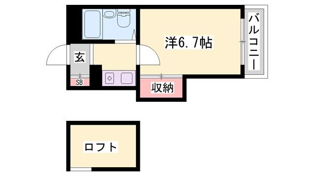あさひハイツ(1K/1階)の間取り写真