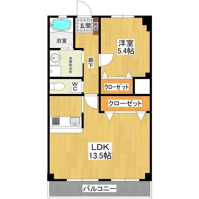 ソラーナ土浦(1LDK/1階)の間取り写真