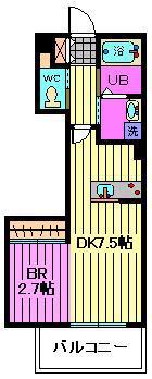 グランデージ宮原(1DK/1階)の間取り写真