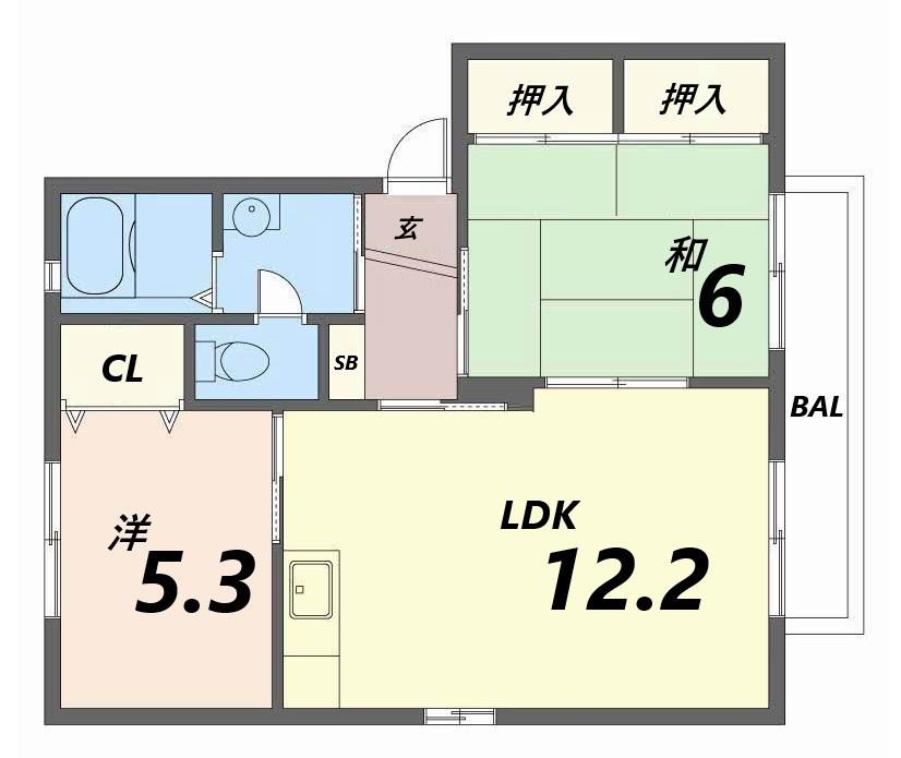 シャーメゾン蒲田(2LDK/2階)の間取り写真