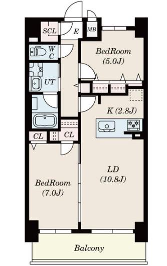 S-RESIDENCE六番町(2LDK/8階)の間取り写真