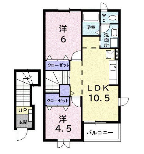 コーモドメゾン S.K(2LDK/2階)の間取り写真