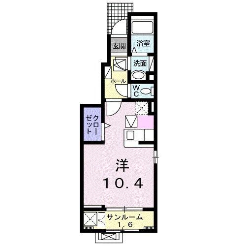 ヴォルピーノI(ワンルーム/1階)の間取り写真