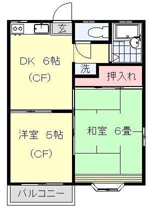 メゾンテレサ(2DK/2階)の間取り写真