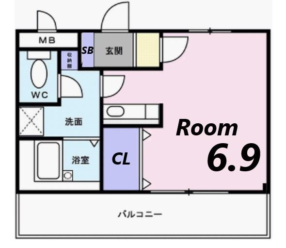 フラッツネオシティー(ワンルーム/2階)の間取り写真
