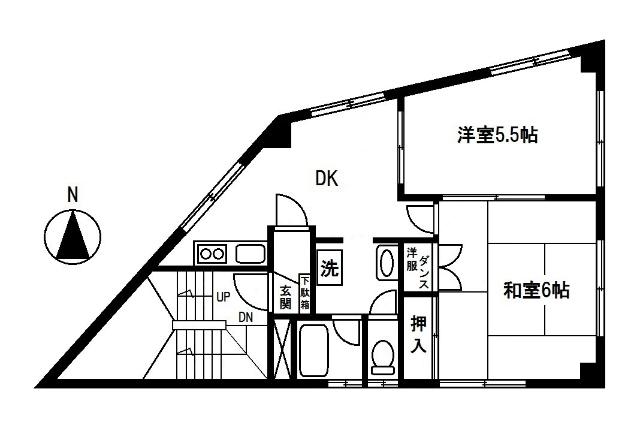 共栄ビル(2DK/5階)の間取り写真