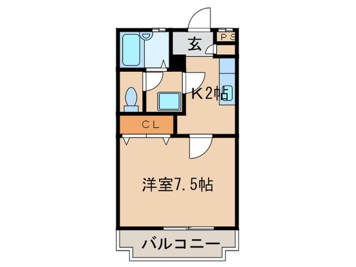 セブンハイツ2(1K/4階)の間取り写真