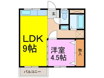 吉耕ハイツ野木(1LDK/3階)の間取り写真