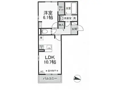 ウェルデンスD-STAY(1LDK/2階)の間取り写真