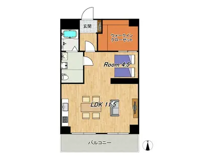 クレストユリ(1LDK/1階)の間取り写真