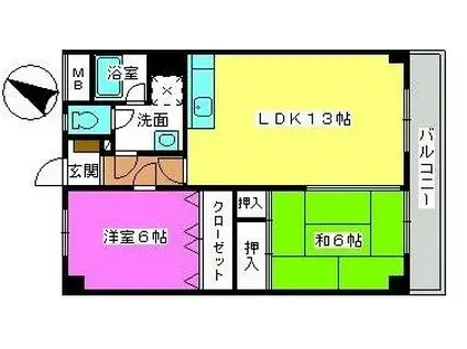 サンコーポ三筑(2LDK/1階)の間取り写真