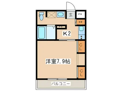 リブリ・オアシス湘南台(1K/2階)の間取り写真