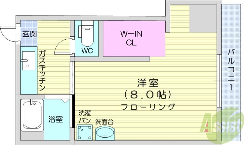 神明レジデンス(1K/3階)の間取り写真