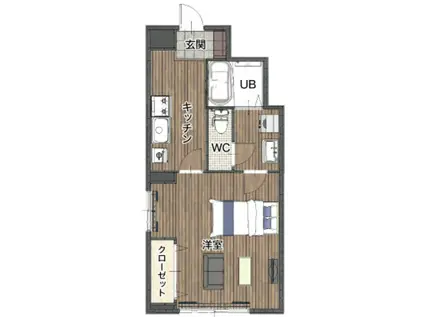 ファーニッシュド・ステイ長野七瀬(1K/3階)の間取り写真