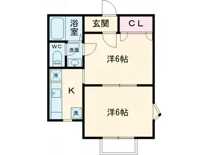 エステート(2K/2階)の間取り写真