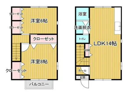 メゾン・ド・ボヌールA(2LDK/1階)の間取り写真