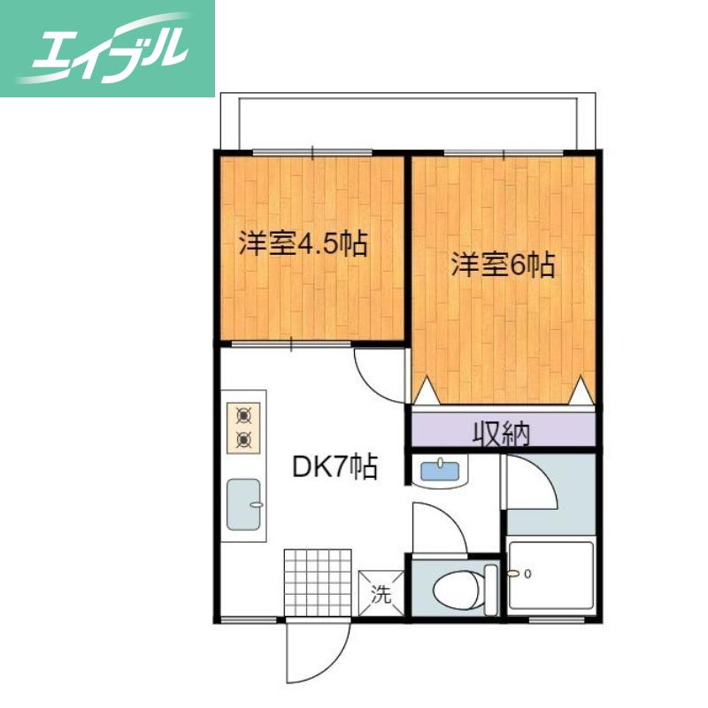 ROSECOURTききょう町(2K/2階)の間取り写真